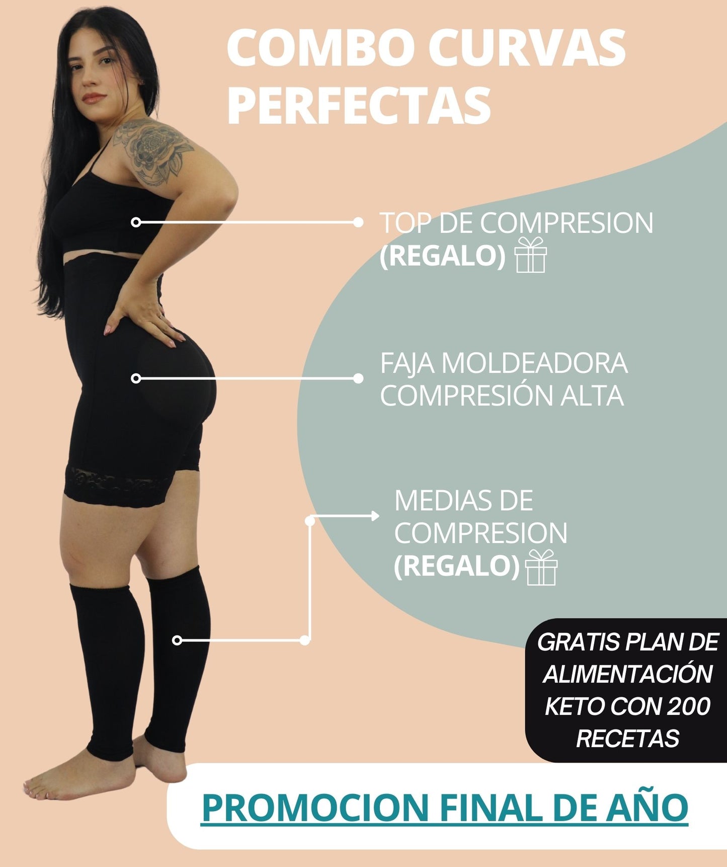 FAJA MOLDEADORA CONTROL TOTAL + TOP + MEDIAS DE COMPRESION